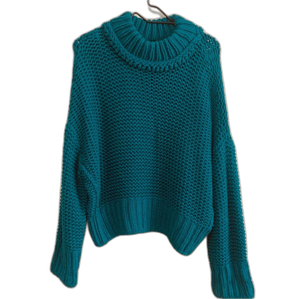 Free People My Only Sunshine Teal Chunky Turtleneck Sweater size large